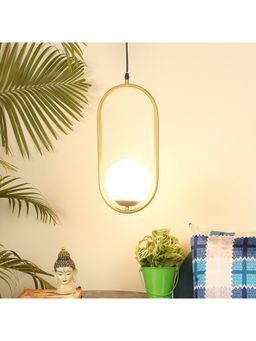 Tu Casa - Hanging Lamp Metal Base & Milky White Glass Shade