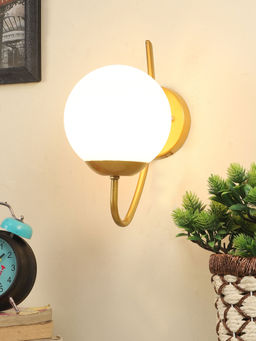 Tu Casa - Wall Lamp/Lights Metal Base & Milky White Glass Shade