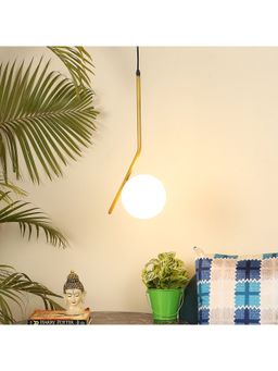 Tu Casa - Hanging Lamp Metal Base & Milky White Glass Shade