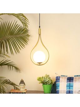 Tu Casa - Hanging Lamp Metal Base & Milky White Glass Shade