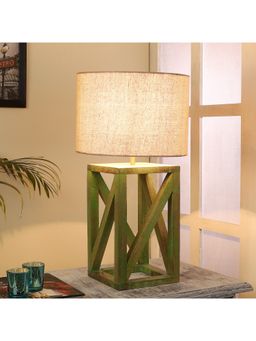 Tu Casa - Table Lamp Mango Wood Base & Beige Cotton Shade