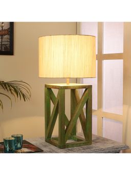 Tu Casa - Table Lamp Mango Wood Base & Off-White Cotton Shade