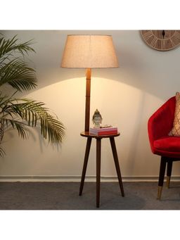 Tu Casa - Floor Lamp Mango Wood Base & Off White Jute Shade