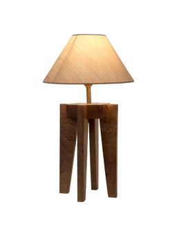 Tu Casa - Floor Lamp Mango Wood Base & Beige Cotton Shade