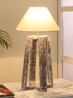 Tu Casa - Table Lamp Mango Wood Base & Beige Cotton Shade