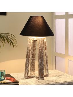 Tu Casa - Table Lamp Mango Wood Base & Black Cotton Shade