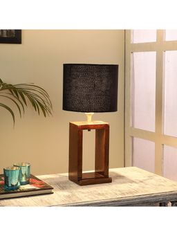 Tu Casa - Table Lamp Mango Wood Base & Black Cotton Shade