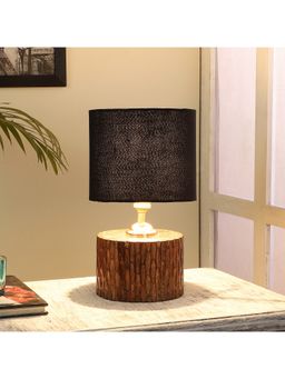 Tu Casa - Table Lamp Mango Wood Base & Black Cotton Shade