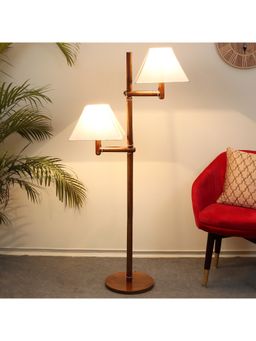 Tu Casa - Floor Lamp Mango Wood Base & Flex Cotton Shade
