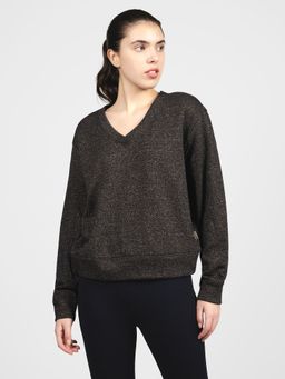 SKECHERS - Women Skech-Sweats Shimmer V-Neck Long Sleeve Tops