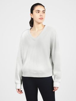 SKECHERS - Women Skech-Sweats Shimmer V-Neck Long Sleeve Tops