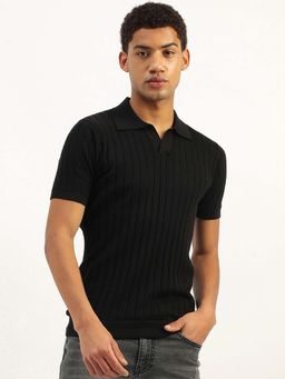 United Colors of Benetton - Black Regular Fit Johny Textured T-Shirt