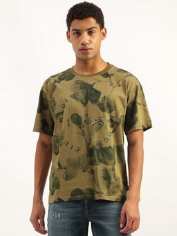 United Colors of Benetton - Olive Boxy Fit Printed T-Shirt