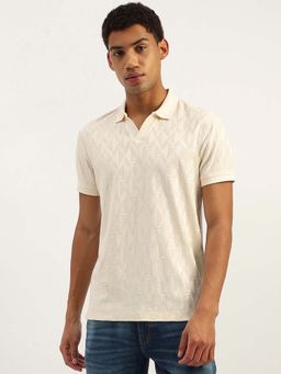 United Colors of Benetton - Off White Regular Fit Johny Collar Textured T-Shirt