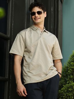 Campus Sutra - Men'S Sand Beige Scratch-Tactile Polo T-Shirt