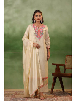 Autumnlane - Jeena Sober Embroidery Cotton Kurta Pant & Dupatta (Set of 3)