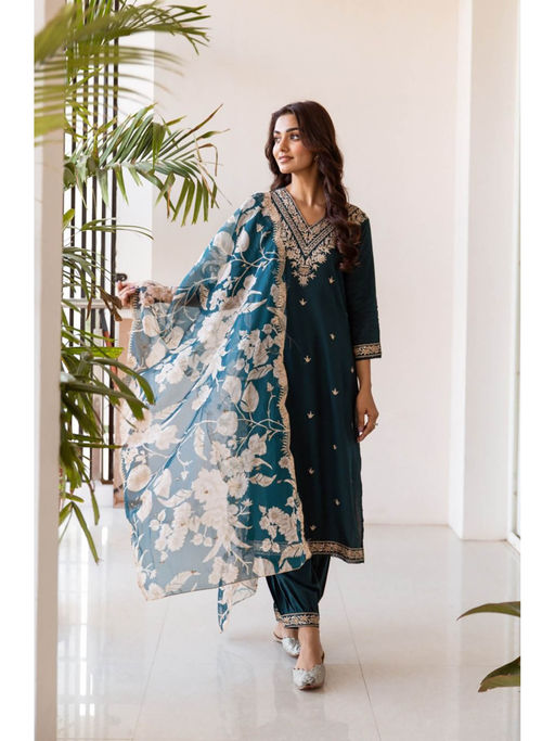 Indigo Printed Sherwani Kurta Salwar