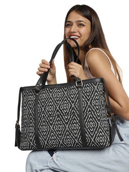 MINI WESST - Black Casual Printed Tote Bag