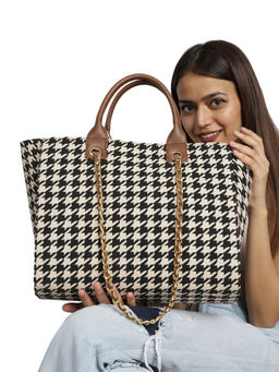 MINI WESST - Brown Casual Printed Tote Bag