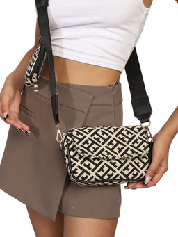 MINI WESST - Black And White Sling Bag and Pouch (Set of 2)