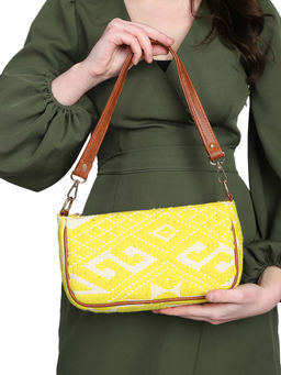 MINI WESST - Yellow Casual Fabric Embroidered Handheld Bag