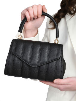MINI WESST - Black Casual Synthetic Leather Solid Handheld Bag