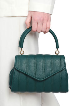 MINI WESST - Green Casual Synthetic Leather Solid Handheld Bag