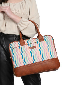 MINI WESST - Multi-Color Embroidered Fabric Detachable Strap Laptop Bag