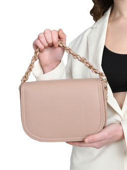 MINI WESST - Beige Casual Synthetic Leather Solid Handheld Bag