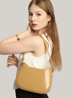 MINI WESST - Beige Solid Hand Bag and Detachable Strap (Set of 2)