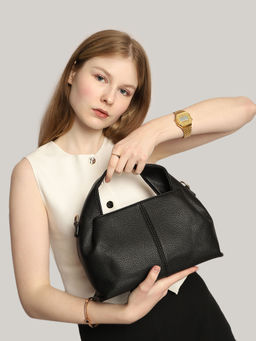MINI WESST - Black Solid Sling Bag with Detachable Strap