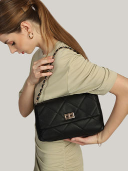 MINI WESST - Black Solid Sling Bag with Detachable Strap
