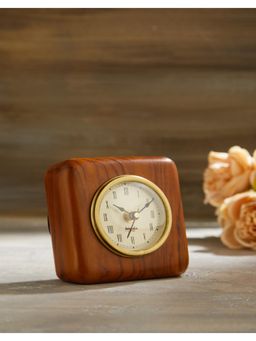 Fabindia - Brown Saral Wooden Table Clock