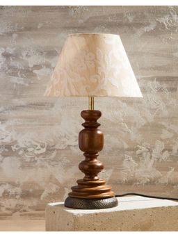 Fabindia - Brown Chaya Wooden Lamp With Shade