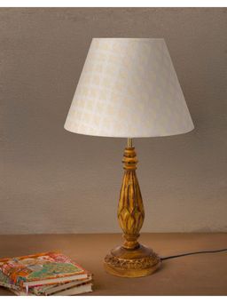 Fabindia - Brown Hitakashi Wooden Table Lamp With Shade