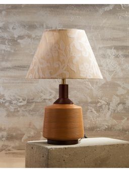 Fabindia - Brown Drishti Wooden Table Lamp With Shade
