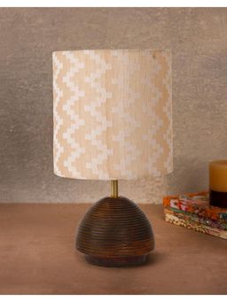Fabindia - Brown Ansh Wooden Table Lamp With Shade