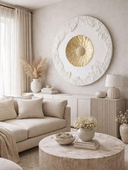 The Gharnish - Luxury Handcrafted 3D Wall Painting With An Elegant Gold Textured Centerpiece