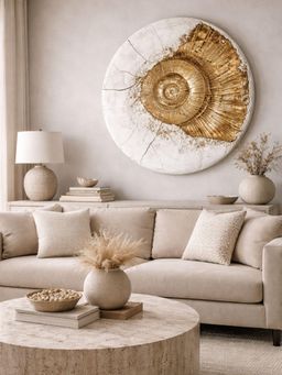 The Gharnish - Luxury Handcrafted 3D Wall Painting With An Elegant Gold Textured Centerpiece