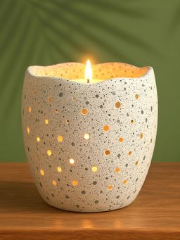 Metalsmith - Decorative Speckled Stone Finish Votive Candle Holders With Wavy Edges