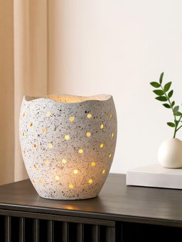 Metalsmith - Decorative Speckled Stone Finish Votive Candle Holders With Wavy Edges