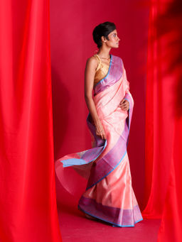 Beatitude - Pink Woven Banarasi Saree with Unstitched Blouse
