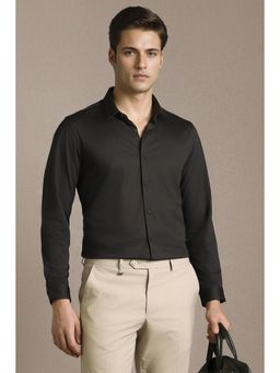 Louis Philippe - Men Black Solid Full Sleeves Casual Shirt