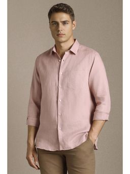 Louis Philippe - Men Pink Solid Full Sleeves Formal Shirt