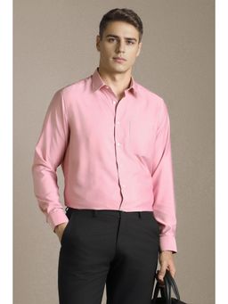 Louis Philippe - Men Pink Solid Full Sleeves Formal Shirt