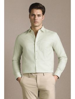 Louis Philippe - Men Green Print Full Sleeves Formal Shirt