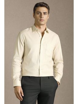 Louis Philippe - Men Beige Print Full Sleeves Formal Shirt