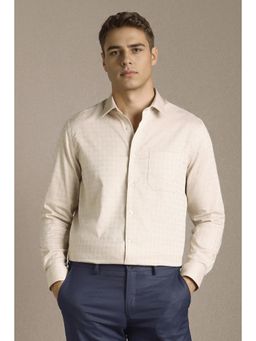 Louis Philippe - Men Beige Print Full Sleeves Formal Shirt