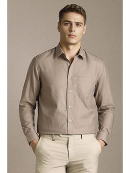 Louis Philippe - Men Beige Textured Full Sleeves Formal Shirt