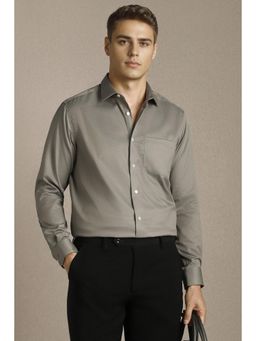 Louis Philippe - Men Grey Textured Full Sleeves Formal Shirt